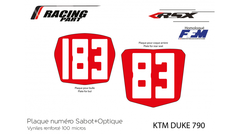 Plaque numéro KTM SD1290