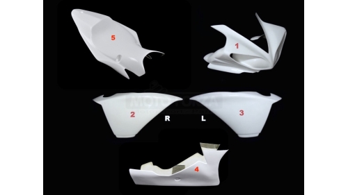 Carénage poly complet racing 5 parties fibre de verre R1 2009-2014