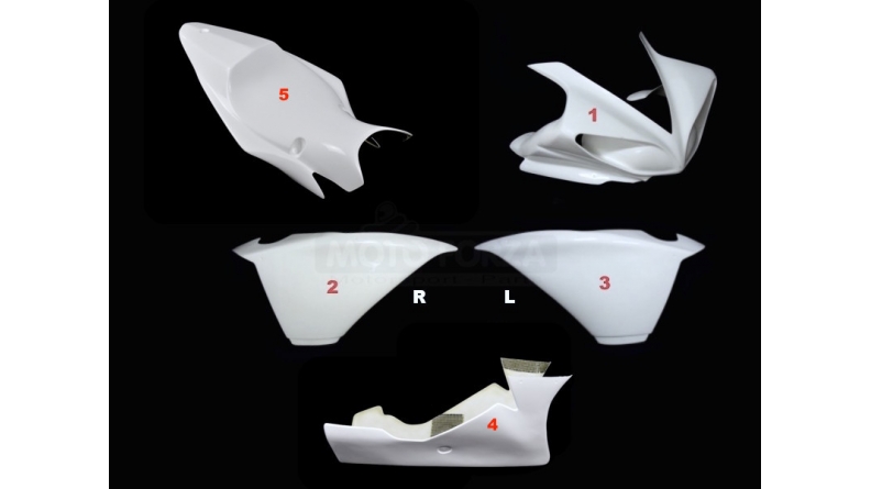 Carénage poly complet racing 5 parties fibre de verre R1 2009-2014