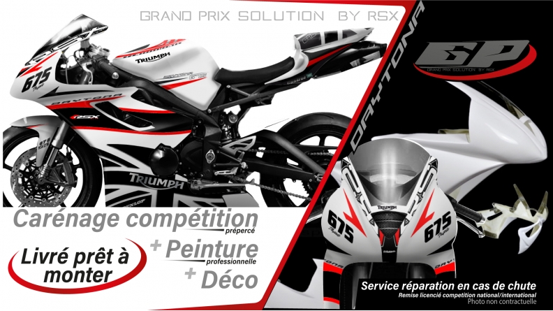 PACK GRAND PRIX TRIUMPH DAYTONA 675 2006-12 KLR BLANC