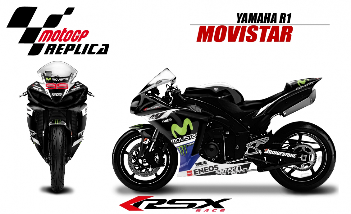 2 x Yamaha YZF R1 Course Circuit Moto Carénage Décalque Autocollant Graphique