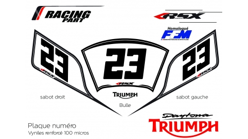 Plaque numéro Triumph 675 Daytona