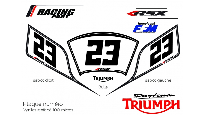 Plaque numéro Triumph 675 Daytona