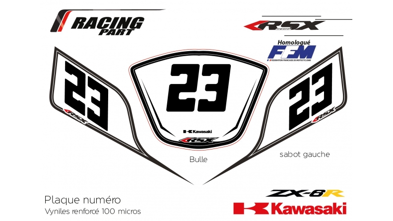 Plaque numéro Kawasaki ZX6R